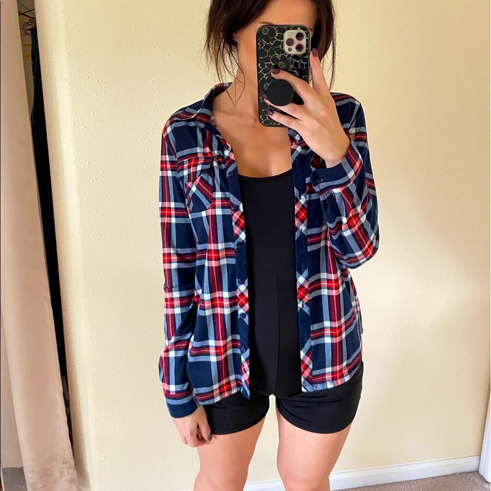 Red, White, and Blue Plaid Top